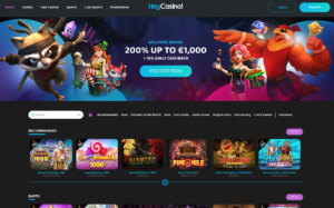 HeyCasino Front Page - Instant Banking 